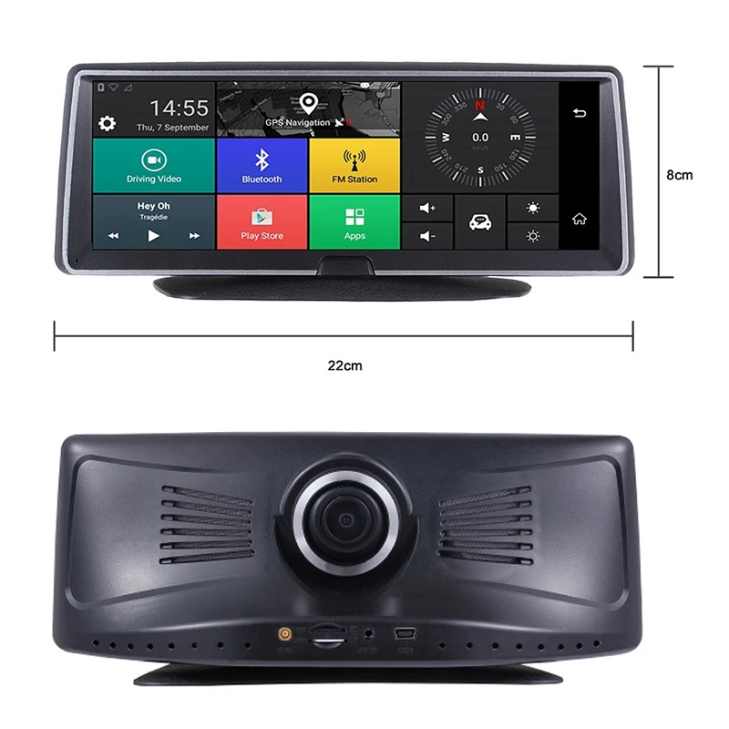 8 дюймов Автомобильный видеорегистратор Android 4G WiFi двойной объектив GPS Navig ADAS