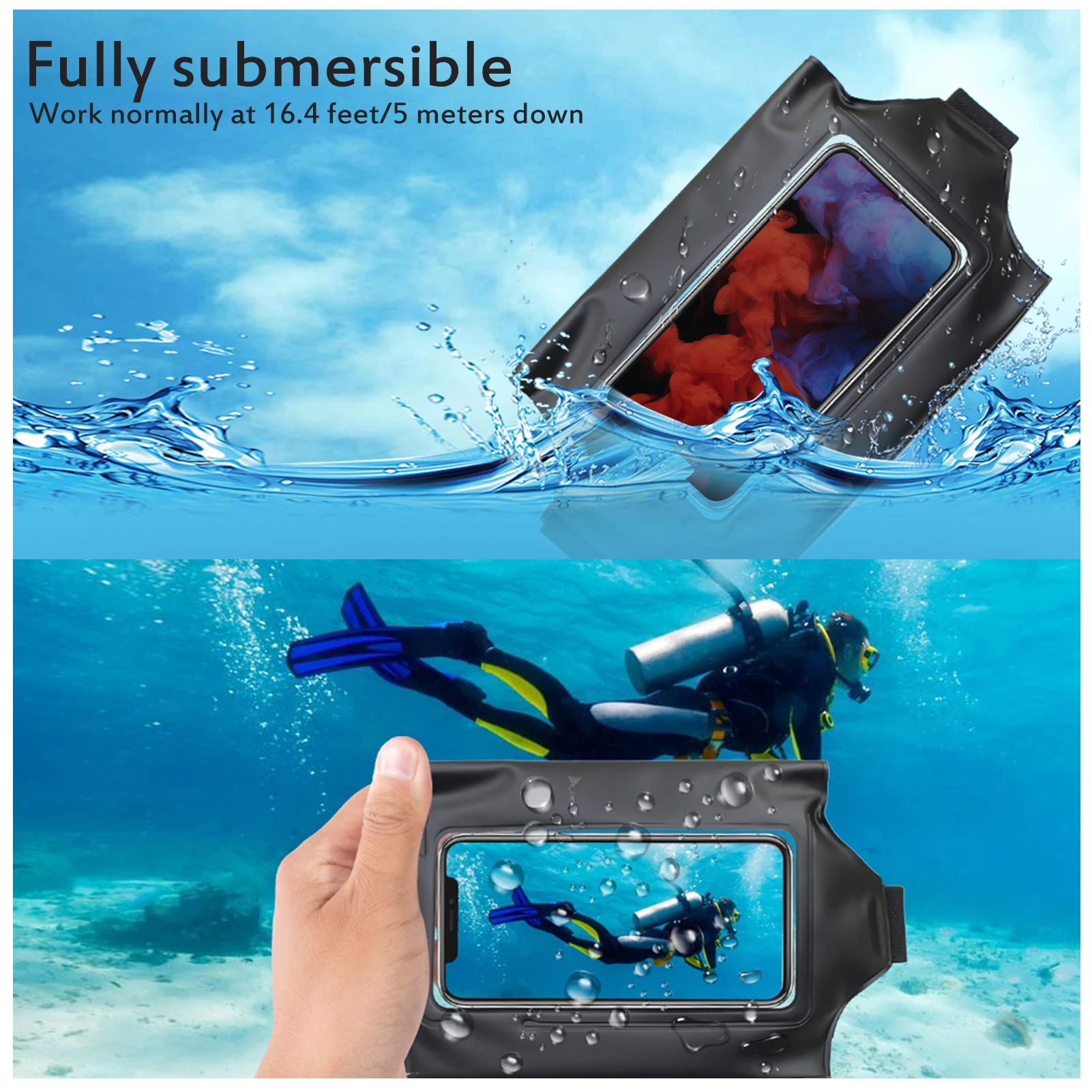 

Waterproof Pouch with Waist Strap Transparent Touchscreen Phone Holder Cellphone Pouch Waist Bag Dry Bag for Swim Diving Surfing
