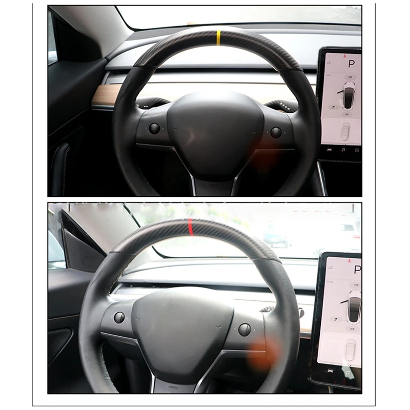

Real Carbon Fiber Steering Wheel Cover Trim Replacement Stickers Accessories for Tesla Model 3 Y