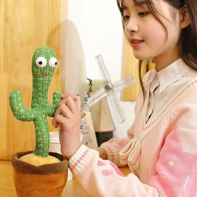 32cm Cactus Plush Toy Dancing Singing Electric Toys 120 Songs And Twisting Luminous Recording Learning To Speak | Дом и сад