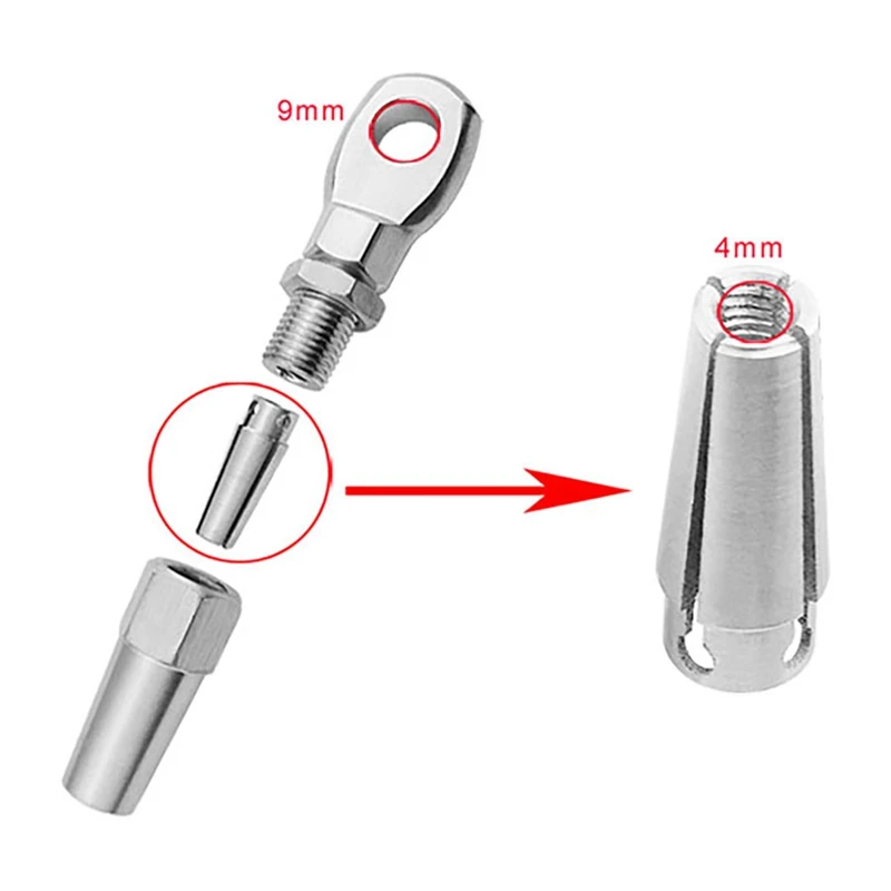 

Marine Grade 316 Stainless Steel 4mm Swageless Eye Terminal Wire Cable Rope DIY Fitting Rigging Hardware Balustrade Kit