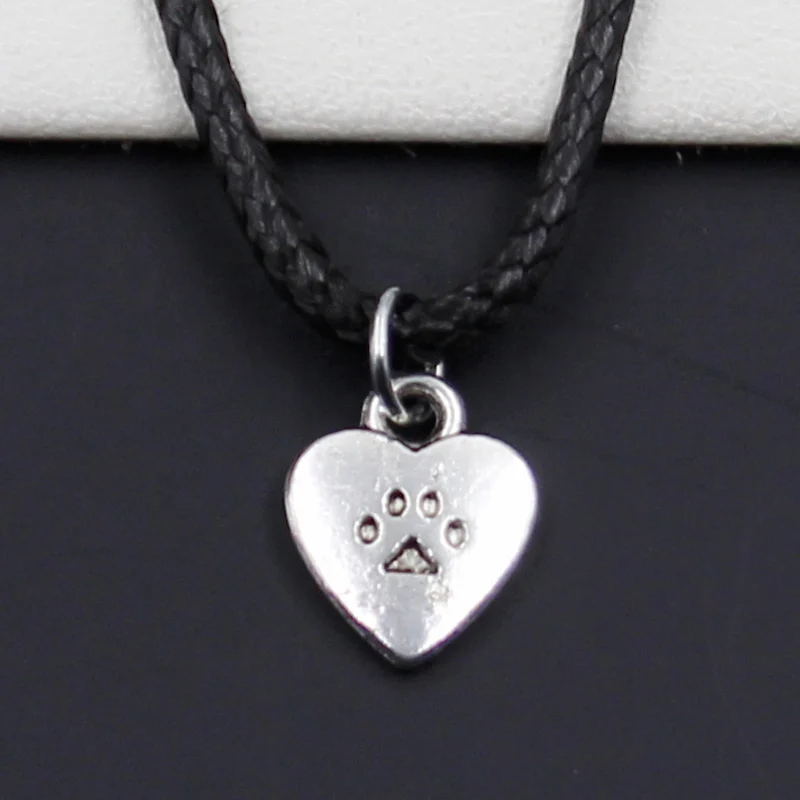 Модное ожерелье с кулоном Собачья лапа тибетский серебристый цвет чокер черный