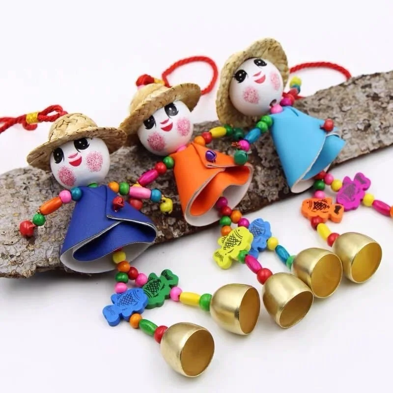 

Handmade ethnic style Handmade pendant straw hat smiling face Sunny Doll bag hanging souvenir gifts home decor Wind chime.