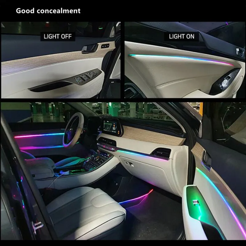 6 in 1 symphony car ambient lights rgb car interior acrylic light guide fiber optic universal car decoration atmosphere lights free global shipping
