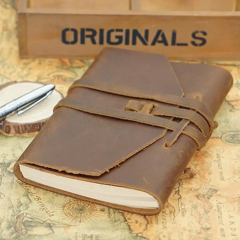 Handmade Leather First Layer Cowhide Hand Account Sketch Book Notebook Travel Book