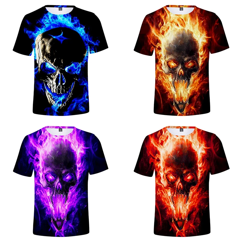 

Fashion Hip Hop Flame Skull 3d T Shirts Summer Men Women T-shirt Short Sleeve O-neck 3D T-shirts Homme Tee Shirt Sweatshirts Top