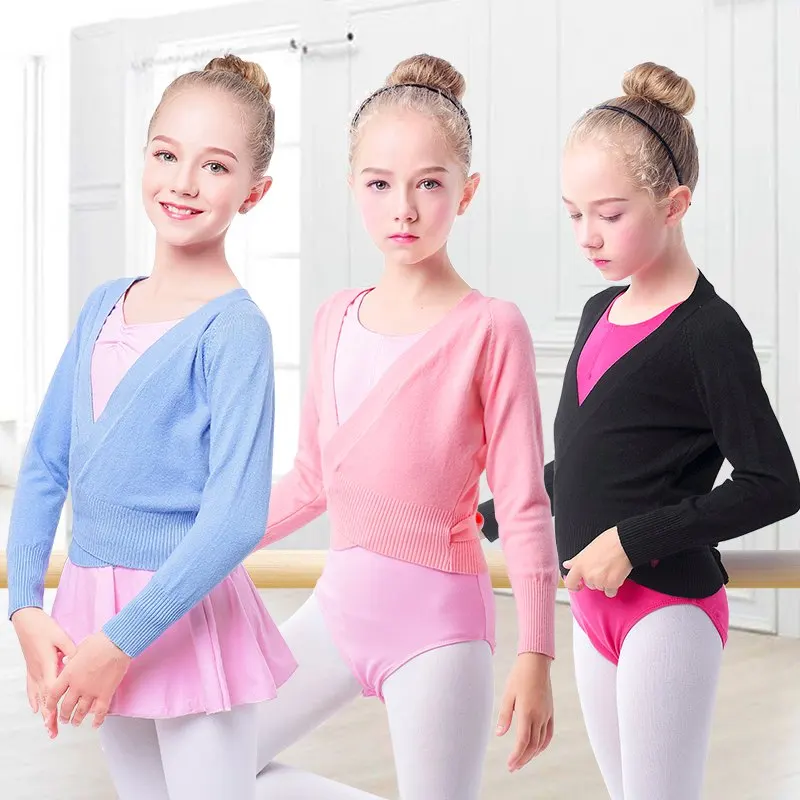 

FAKUNTN Autumn Winter Wrap Ballet Sweater Cardigans for Girls Kids Soft Knitted Dance Leotards Crossover Warm Ballet Coats