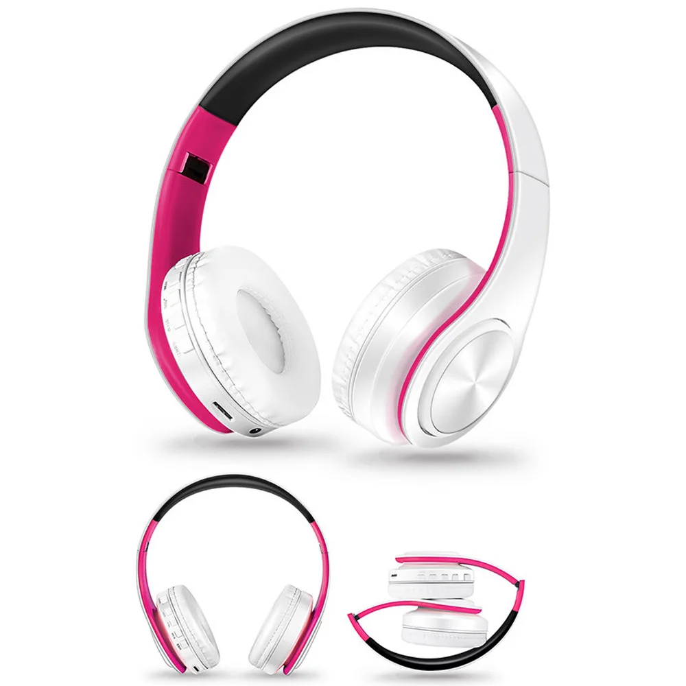 White Pink Беспроводные наушники Bluetooth гарнитура стерео Складные Спортивные Беспроводные наушники с микрофоном игровая гарнитура беспроводные наушники - Цвет: White Pink