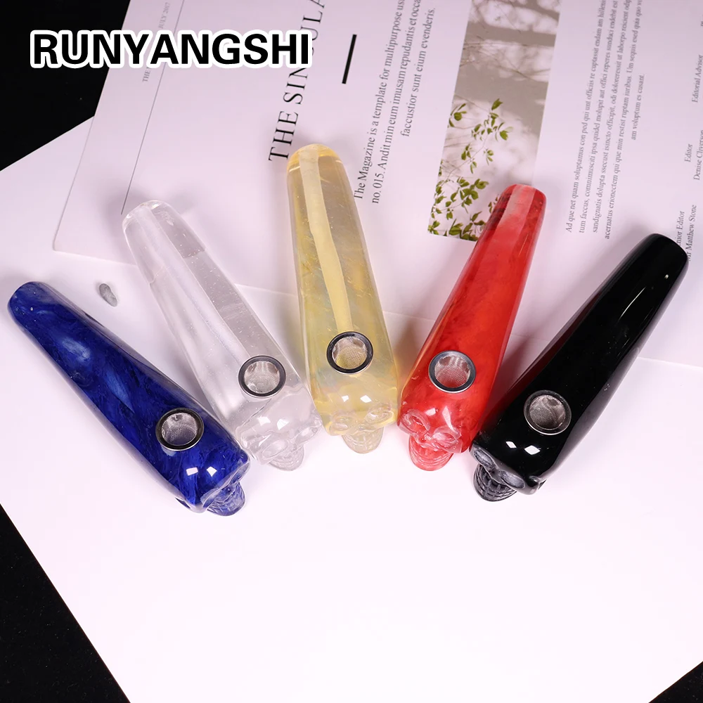 

Red Smelting Stone Smoking Pipe Skull Shape Refining Stones and Minerals healing quartz gemstone With 3pcs Filter + 1brush