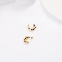 joolim high quality pvd gold finish beads string stainless steel hoop earring tarnish free gold jewelry