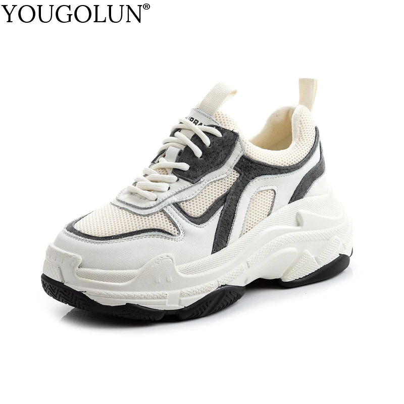 Женские кроссовки сезон весна Дышащие Модные женские на платформе визуально