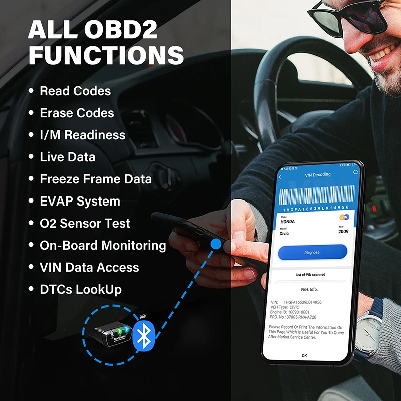Bluetooth OBD2 сканер TOPDON Smartdiag миниатюрный полный диагностический инструмент