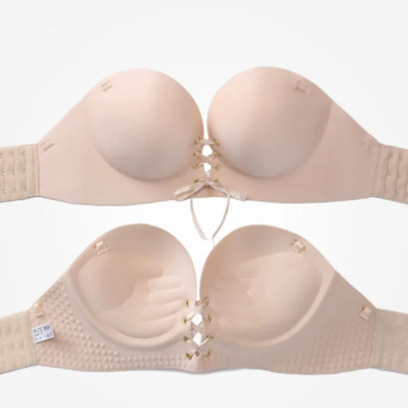 

Intimates Deep U Plunge Bra Invisible Push Up Bra Formal Dress For Wedding Strapless Sticky Self-Adhesive Silicone Brassiere