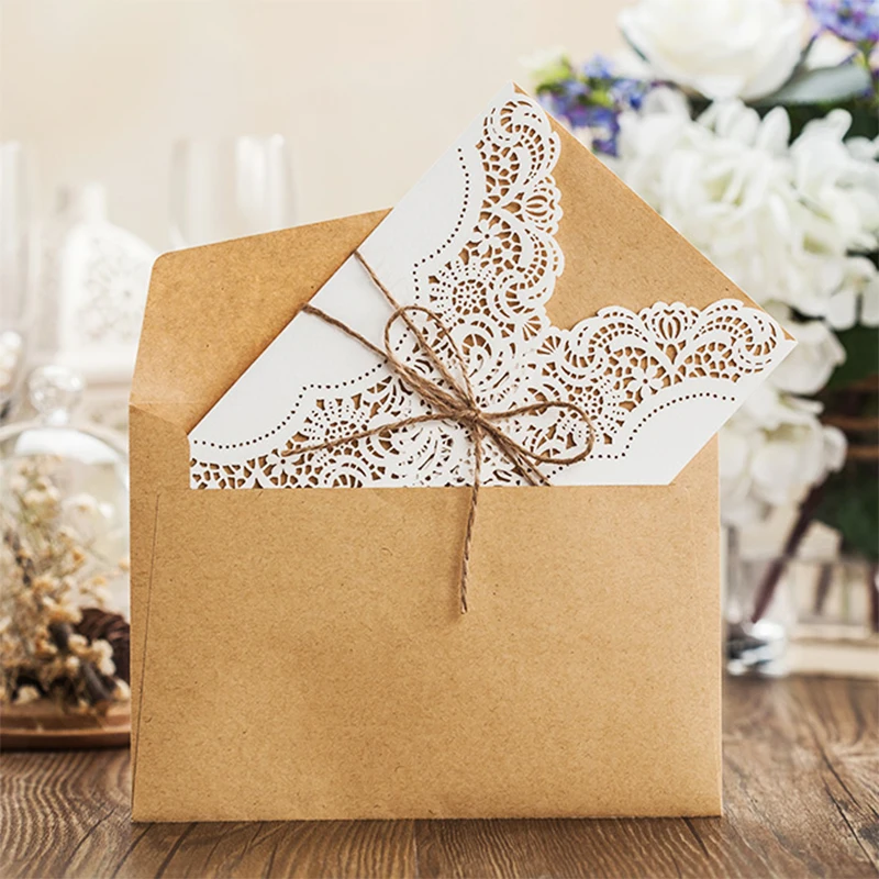 1 комплект дизайн цветочный узор Лазерная резка кружева свадебные приглашения