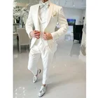 Британский стиль, цвета слоновой кости, белый, мужской свадебный костюм, приталенный, жаккардовый костюм для мужчин, смокинг жениха, пиджак, брюки, комплект, на заказ, мужской блейзер