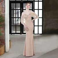 champagne spaghetti strap prom dresses for women elegant 2022 fairy wedding party long dress droped bead mesh evening gowns gala