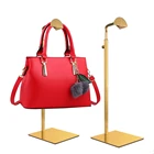 Лидер продаж, полированная подвесная стойка для сумок золотогосеребряного цвета, стойка для демонстрации сумок, подставка для кошельков с одним крючком, регулируемая высота, стойка для дисплея