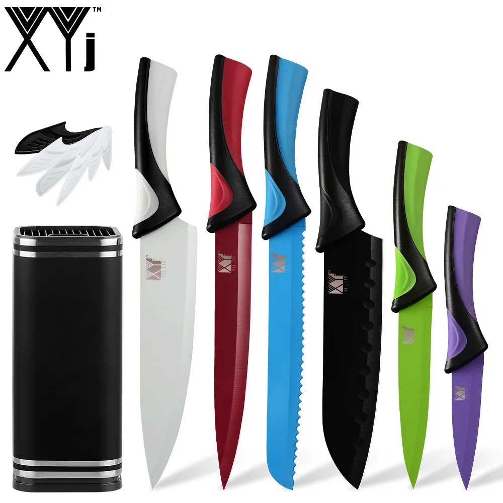 XYj цветной кухонный нож набор для повара ножей из нержавеющей стали с