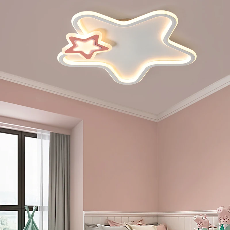 

Скандинавские потолочные светильники для детской комнаты, теплые Романтические Светодиодные лампы в виде звезд, простой современный креат...
