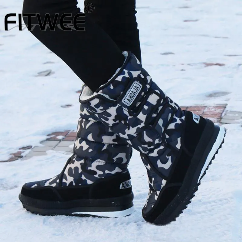 Фото FITWEE/женские ботинки Модные зимние на платформе для женщин Толстая плюшевая