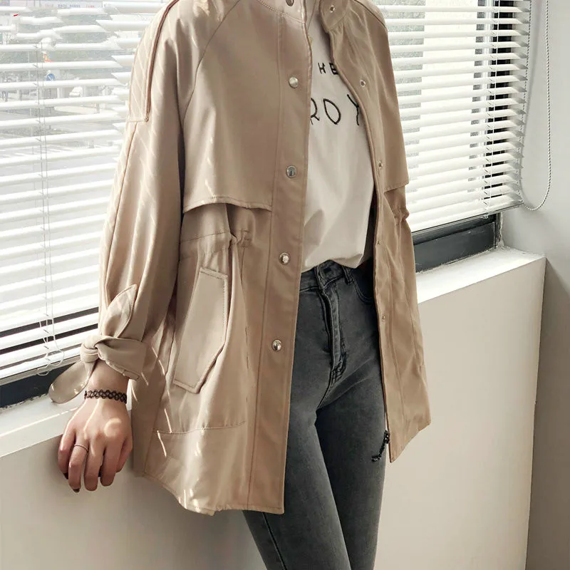 

Korean Long Tops Women Oversized Blue Trench Coat 2020 Fashion Elegant Long Sleeve Ladies Solid Loose Tops High Quality
