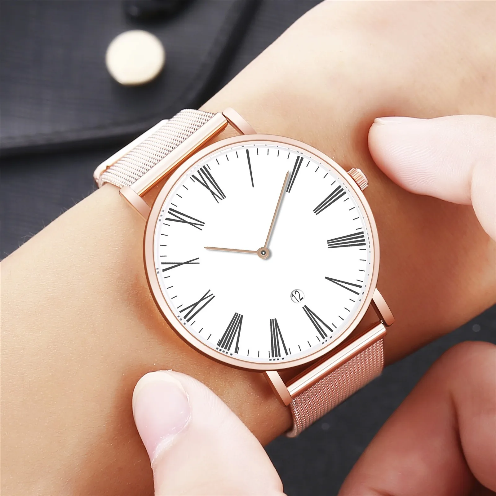 

Sleek Minimalist Fashion With Mesh Band Dial Men's Quartz Watch Gift Watch Roman numeral dial relojes hombre 2020 modernos F5