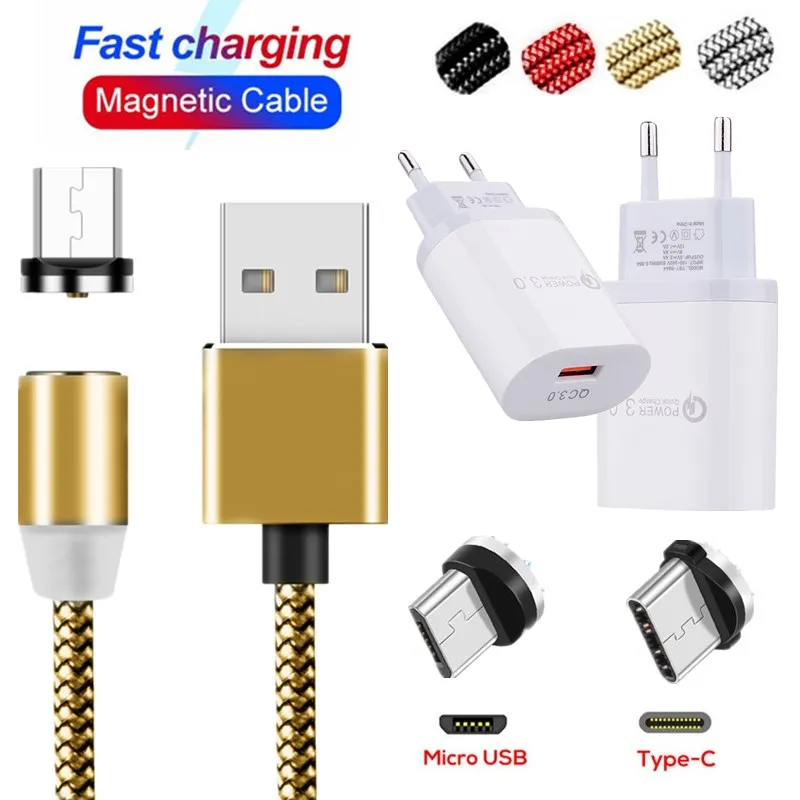 Магнитный USB кабель для быстрой зарядки QC 3 0 зарядное устройство Samsung Huawei y6 prime y7 y5