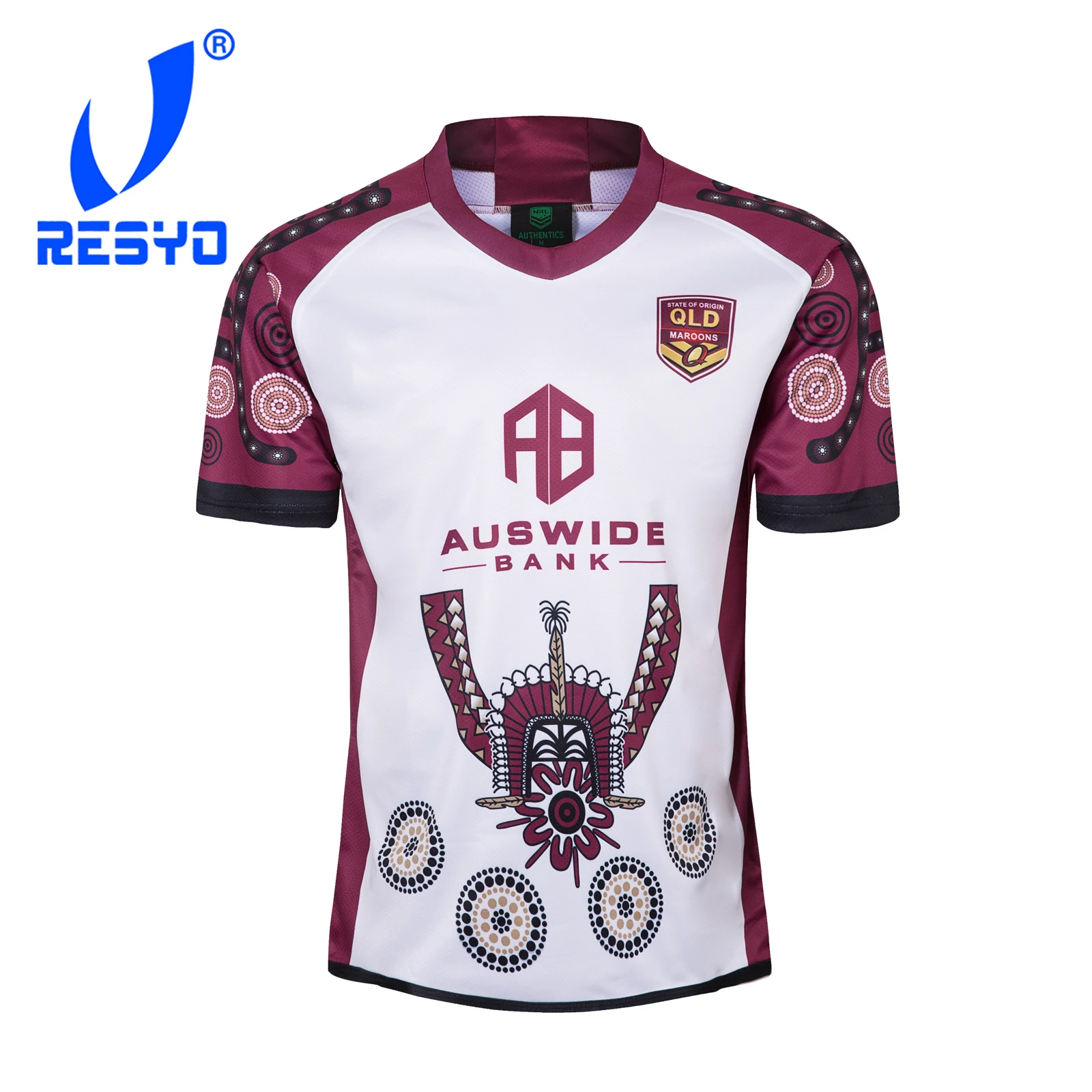 

RESYO для 2019 QLD маруны, Мужская футболка для регби, Спортивная рубашка S-3XL