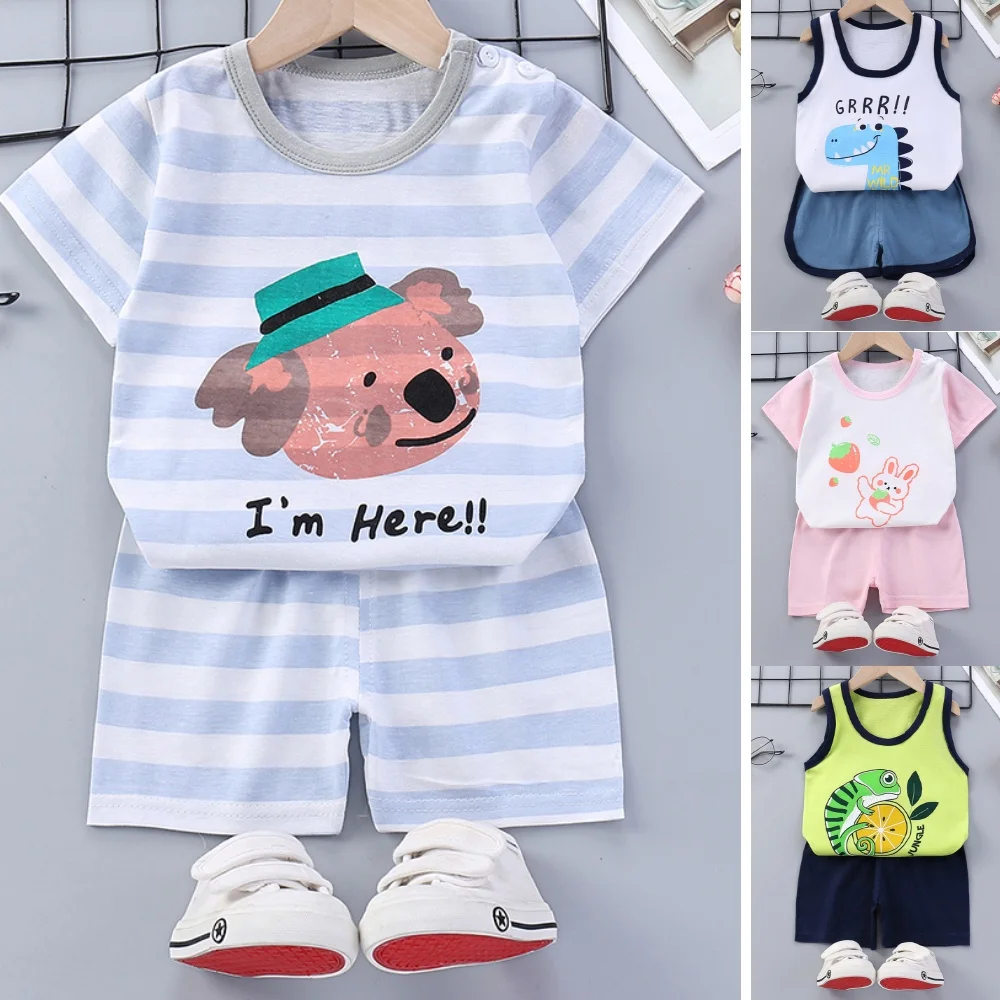 

Children's Korean Lovely Short-sleeved Cartton Pattern Sweet Breathable Cotton Sets