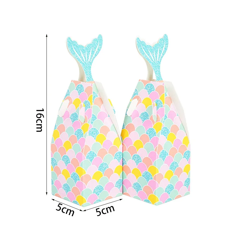 

10Pcs Mermaid Tail Candy Gift Apckage Boxes With Bow Tie Mermaid Theme Party Decor Kids Birthday Baby Shower Party Supplies