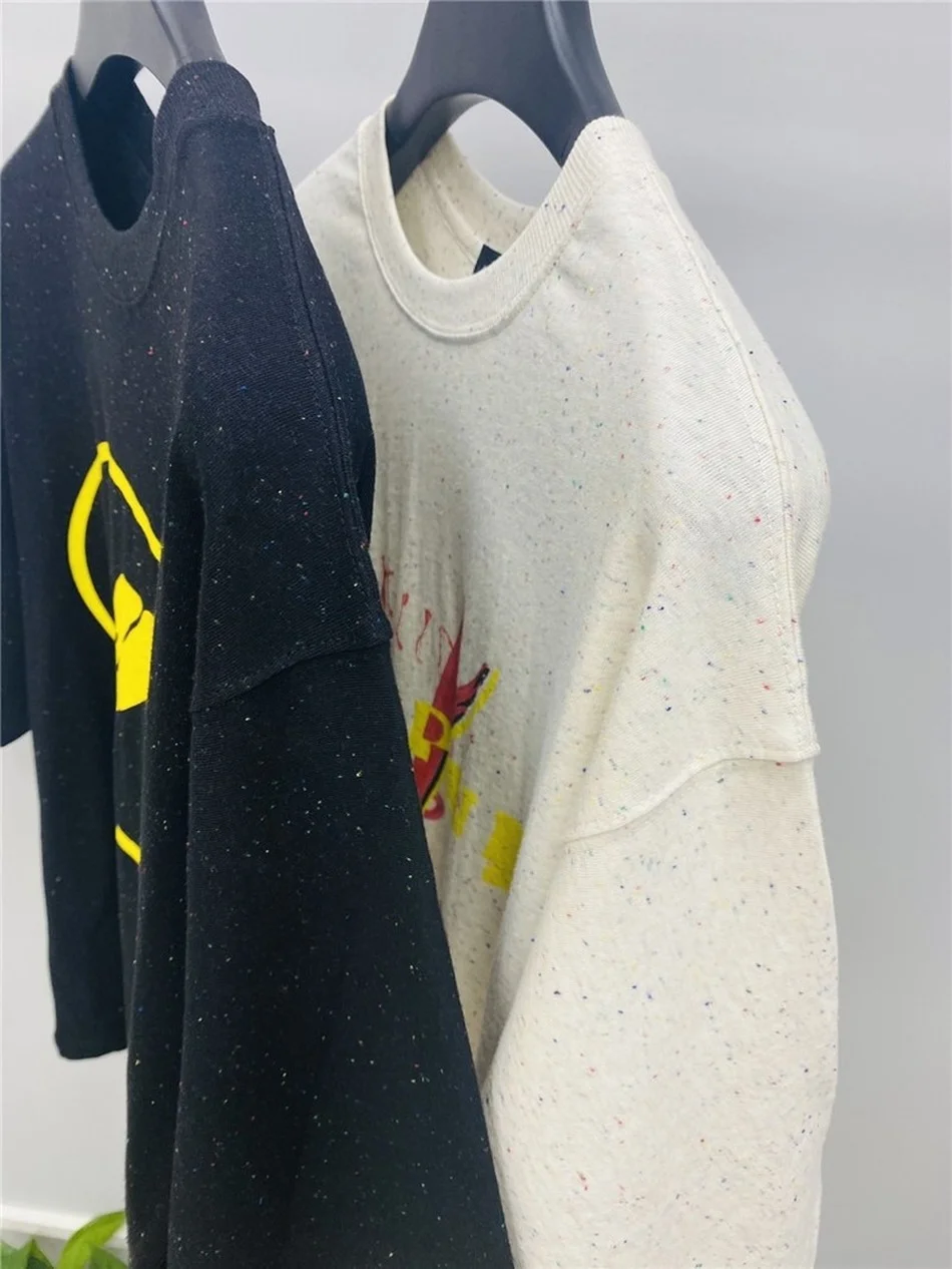 

WE11DONE T Shirt Women Men 1:1 High Quality Heavy Fabric Yellow Logo Welldone Top Tees men clothing streetwear t shirts