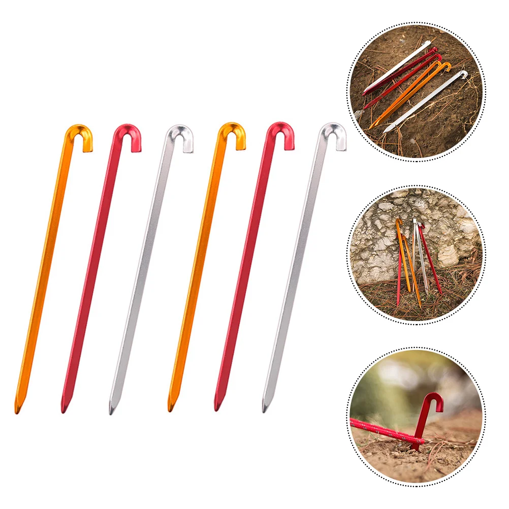 

12pcs Tent Pegs Lightweight Aluminum Alloy Portable Ground Nail for Mountaineering