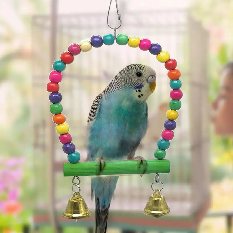 

6 Pack Bird Swing Toys-Parrot Hammock Bell Toys For Budgie,Parakeets, Cockatiels, Conures And Love Birds