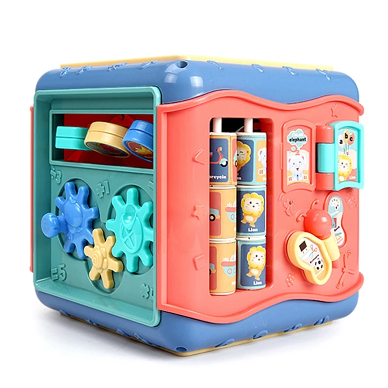 

Baby Toys Activity Play Cube Six-Sided Box Shape Match Infant Development Educational Toy for Kids Music