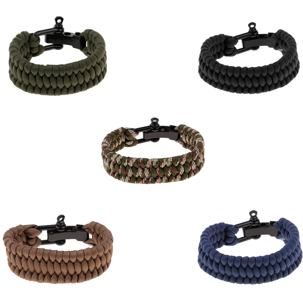 

Camping Hiking Parachute Cord Survival Bracelet Men Women U Shape Shackle with Adjustable Stainless Steel Buckle
