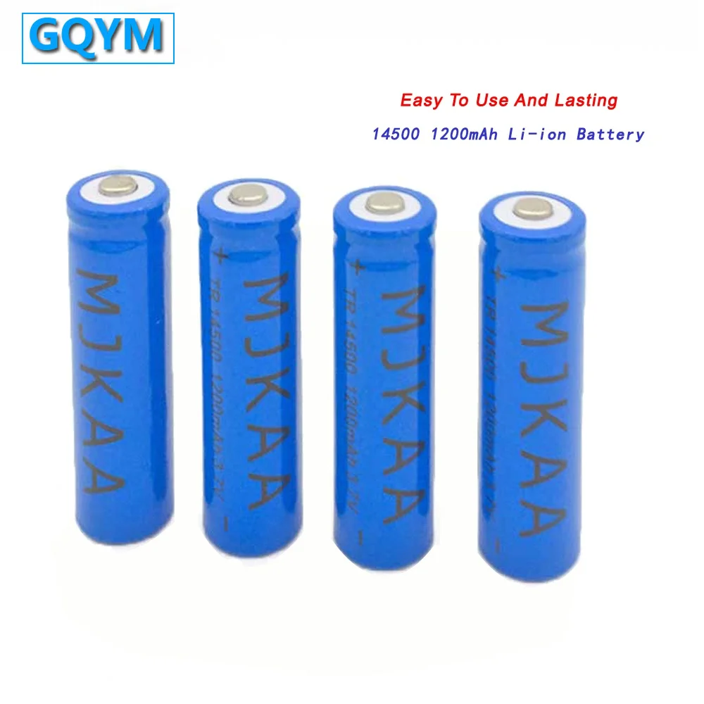 4PCS 1200mAh 14500 Rechargeable Batteries Universal Blue Color 3.7V Li-ion Battery Bateria Wholesale