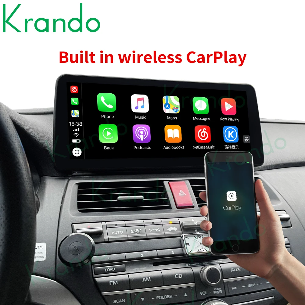 저렴한 Krando 안 드 로이드 10.0 6G 128G 12.3 인치 화면 자동차 멀티미디어 라디오 혼다 어코드 8 2008-2012 헤드 유닛 무선 카 플레이
