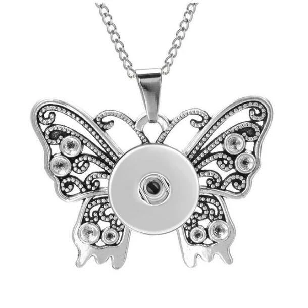 New Butterfly Snap Pendant Necklace 18mm Button Jewelry Interchangeable With Chain | Украшения и аксессуары