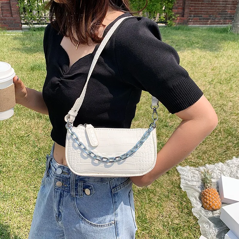 Винтажная Фиолетовая Сумка аллигатора в форме багета роскошная кожаная сумка 2020