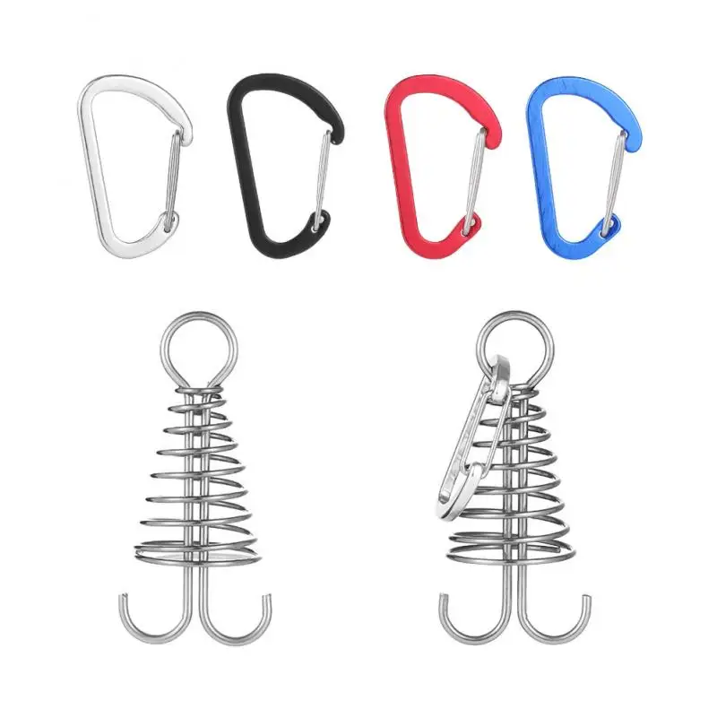 

1 pcs Outdoor Camping Octopus Rope Buckle Camping Deck Nail Stainless Steel Fixed Tent Rope Hooks Spring Wind Rope Hang