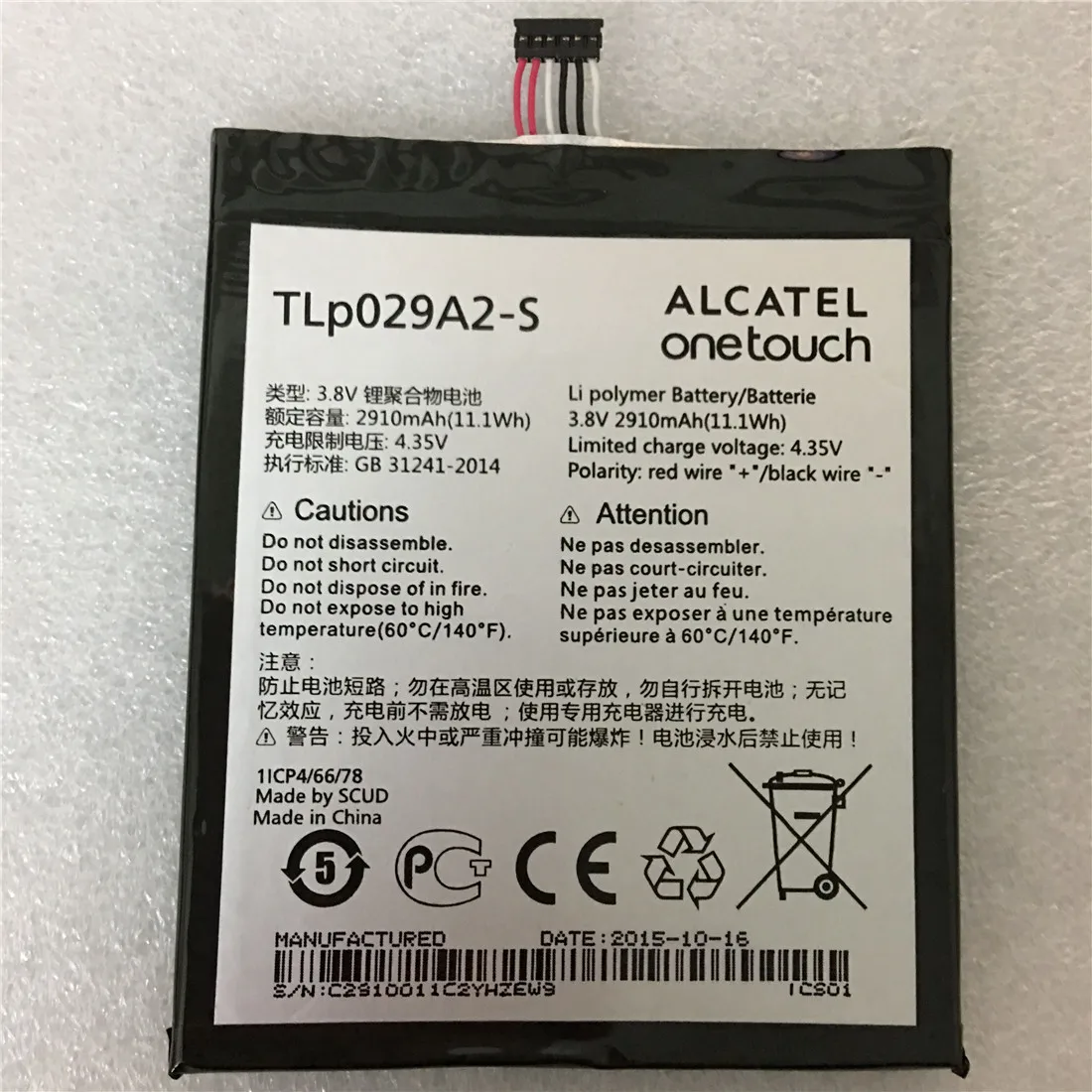 

Аккумулятор TLp029A2 2910 TLP029A2-S мА · ч, для Alcatel One Touch Idol 3 I806 6045Y 6045K, аккумулятор