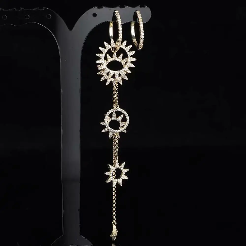 Лучший подарок женские серьги новые асимметричные длинные с солнечным цветком