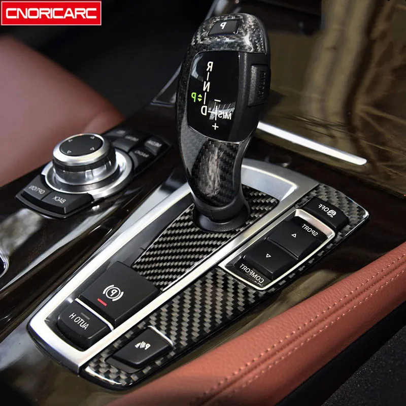 Carbon Fiber Center Console Gear Shift Panel Decoration Cover Trim For BMW F10 F18 F07 F25 F26 RHD Car Styling Interior