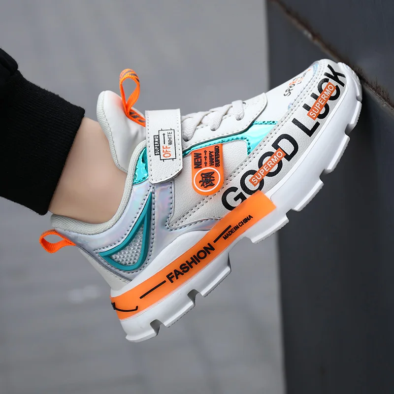 

Selling Sport Shoes For Kids Boy Comfortable Children Trainers Beige White Jogging Shoes Boys Leather Kids Boy Casual Shoes