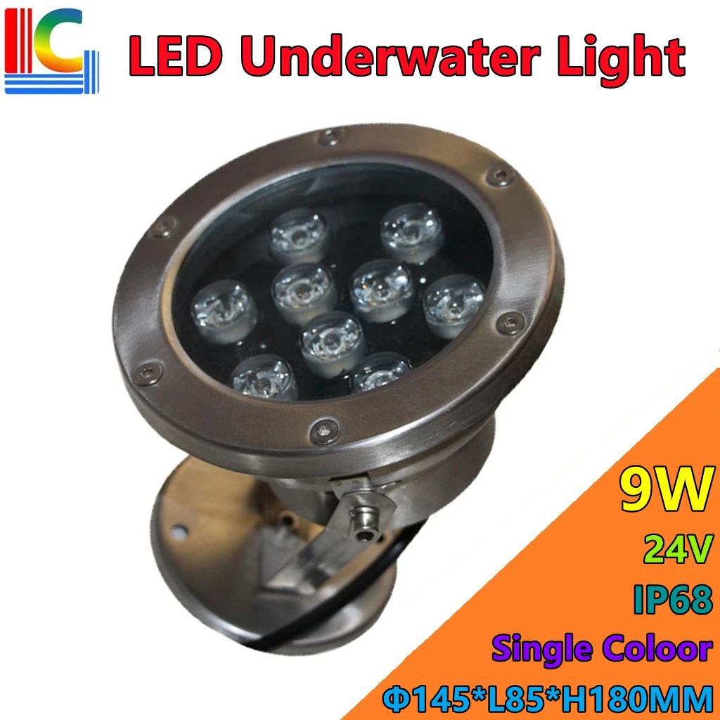 Фонтан 9 ваттов 12 светодиодный подводный светильник 12V 24V 110V 220V Поворотный