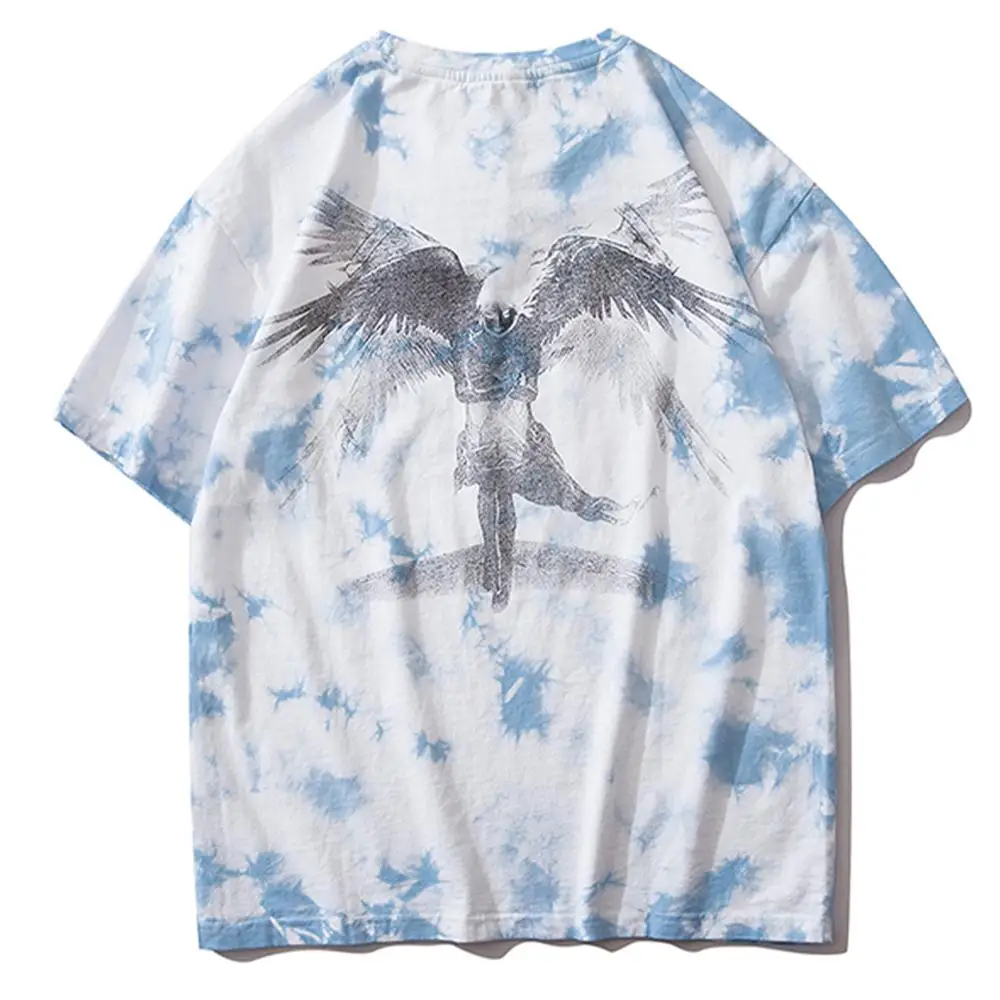 Футболка мужская с принтом ангела повседневная хлопковая рубашка коротким