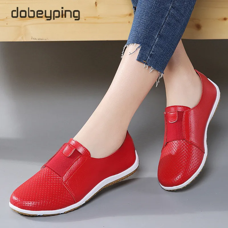 dobeyping Summer Women Sneakers Cut-Out Woman Loafers Genuine Leather Female Shoes Low Heels Women's White Flats Ladies Oxfords