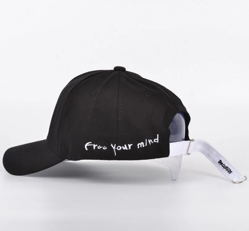 Бейсбольная шапка с вышивкой Free Your Mind крутая бейсбольная длинным ремешком для