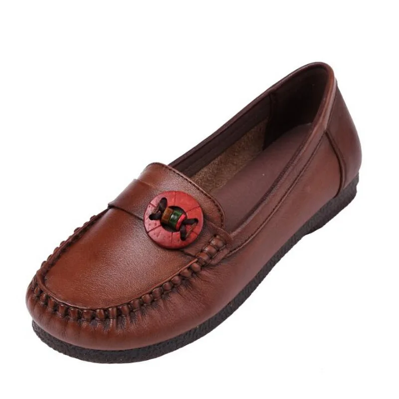 2020 Women Shoes Handmade Loafers Women Flats Genuine Leather Shoes Flat Women Moccasins Soft Bottom Ladies Shoes Plus Size 41