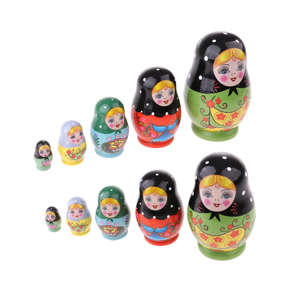 

2x Russian Doll Babushka Wooden Table Decoration Bedside Showcase